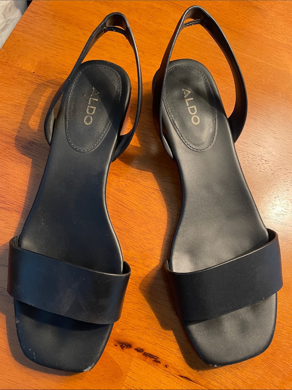 Aldo Black Minimalist Slingback Sandals